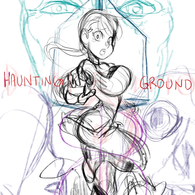 Some Haunting Ground sketches I posted for October spooky times on the Patreon. Does anyone here know of / remember this game? 