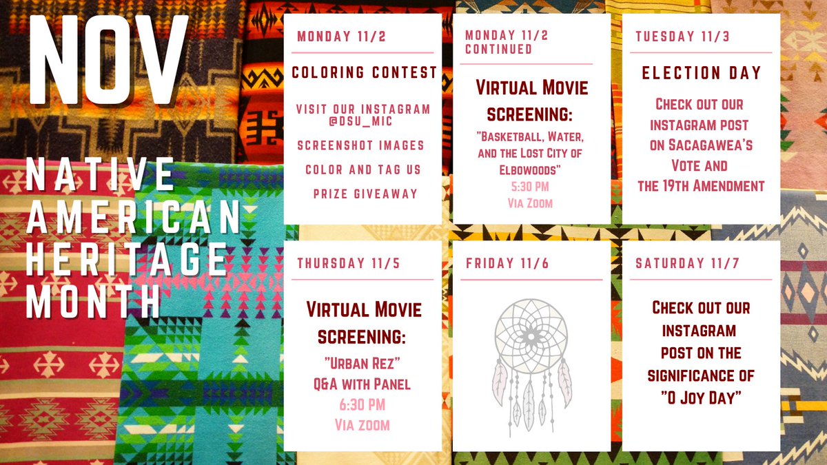 The Multicultural &amp; Inclusion Center is excited to honor Native American Heritage Month for November. The month is a time to celebrate rich &amp; diverse cultures, traditions, and histories and to acknowledge the important contributions of Native people. Check out our weekly events.