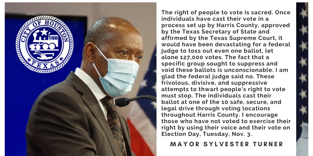 houmayor's tweet photo. My statement following a decision by U.S. Federal District Judge Andew Hanen on #DriveThruVoting: https://t.co/EZyekqws8e