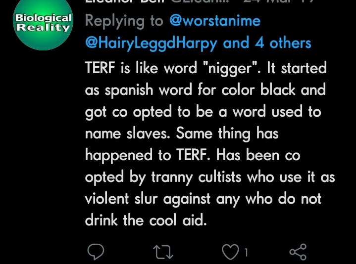 "TERF is a slur" _oh but y all can use slurs?
