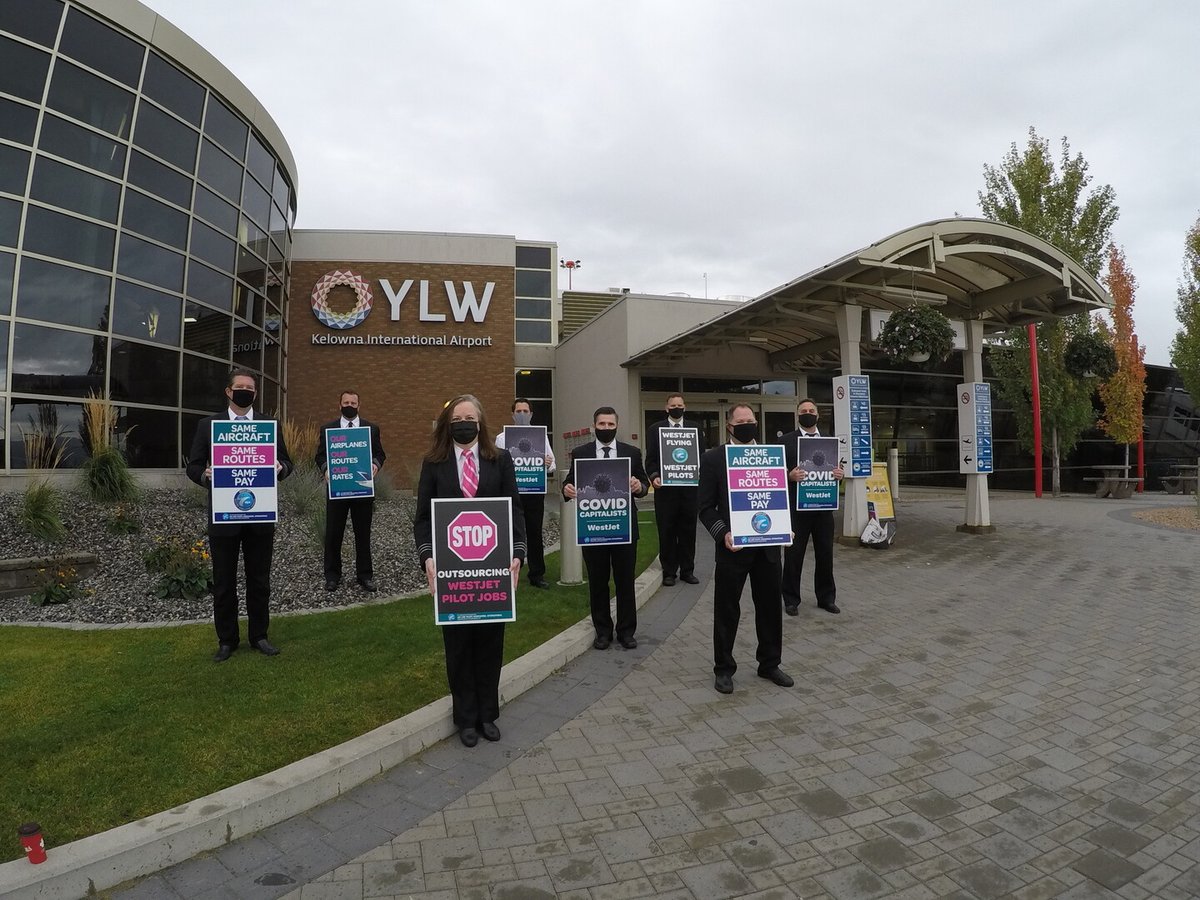 ALPACanada's tweet photo. Check out the latest @SpscWja video highlighting the nationwide informational pickets to stop the transfer of aircraft and routes from WestJet mainline to Swoop. To check out the video click here: https://t.co/XUjCEXk2kM https://t.co/gHSceyCL1L
