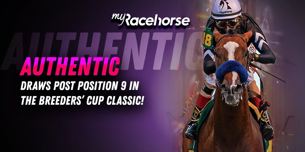 MyRacehorse's tweet photo. Let’s do this #MyRacehorse!!! 

Authentic draws post position #9 in the $6M @BreedersCup Classic! 🙌

#BreedersCup #MyAuthenticBC https://t.co/t2WQI18WPG
