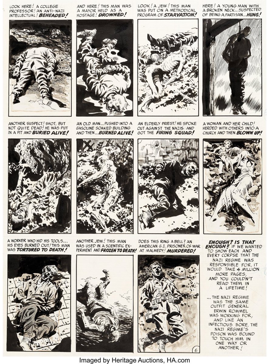 I love his war comics best. There’s a staggering amount of detail and humanity, especially in crowded battle scenes. EC and Wally Wood didn’t shy away from hard truths, making extremely critical comics at a time when other publishers were glorifying war.