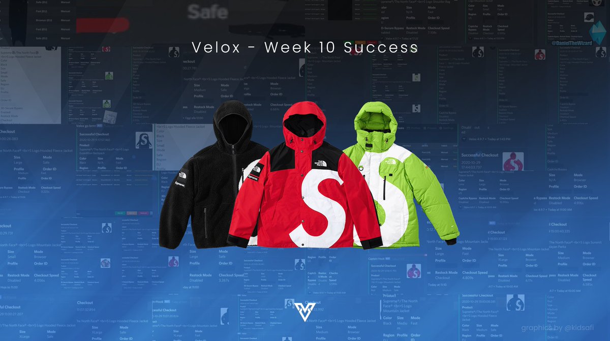 VeloxBots's tweet image. Halfway into the season &amp;amp; Velox is still undefeated on Supreme! Our browser mode came in clutch this week, securing tons of checkouts on the TNF collaboration. 🚀

We've got some big plans for the coming weeks. Retweet if you need a copy. 👀