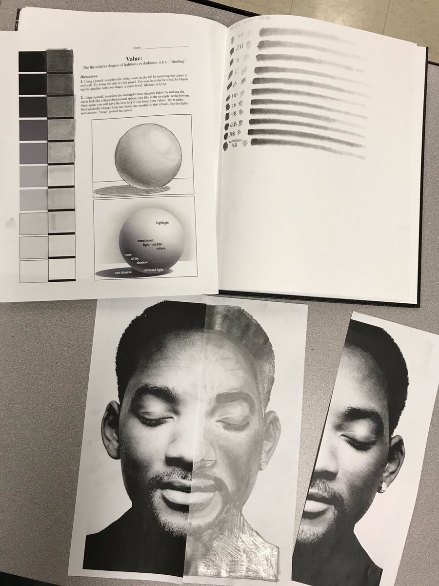 SusanGalbraith4's tweet photo. The value of practice. Before starting their personal shading projects, my art12 students spent a couple of days working on basics. Can’t wait to see how the express themselves with their honed skill. @ASDWLimelight @cnhsstars #PracticeFirst #3DShading https://t.co/gDmlr2DTy5