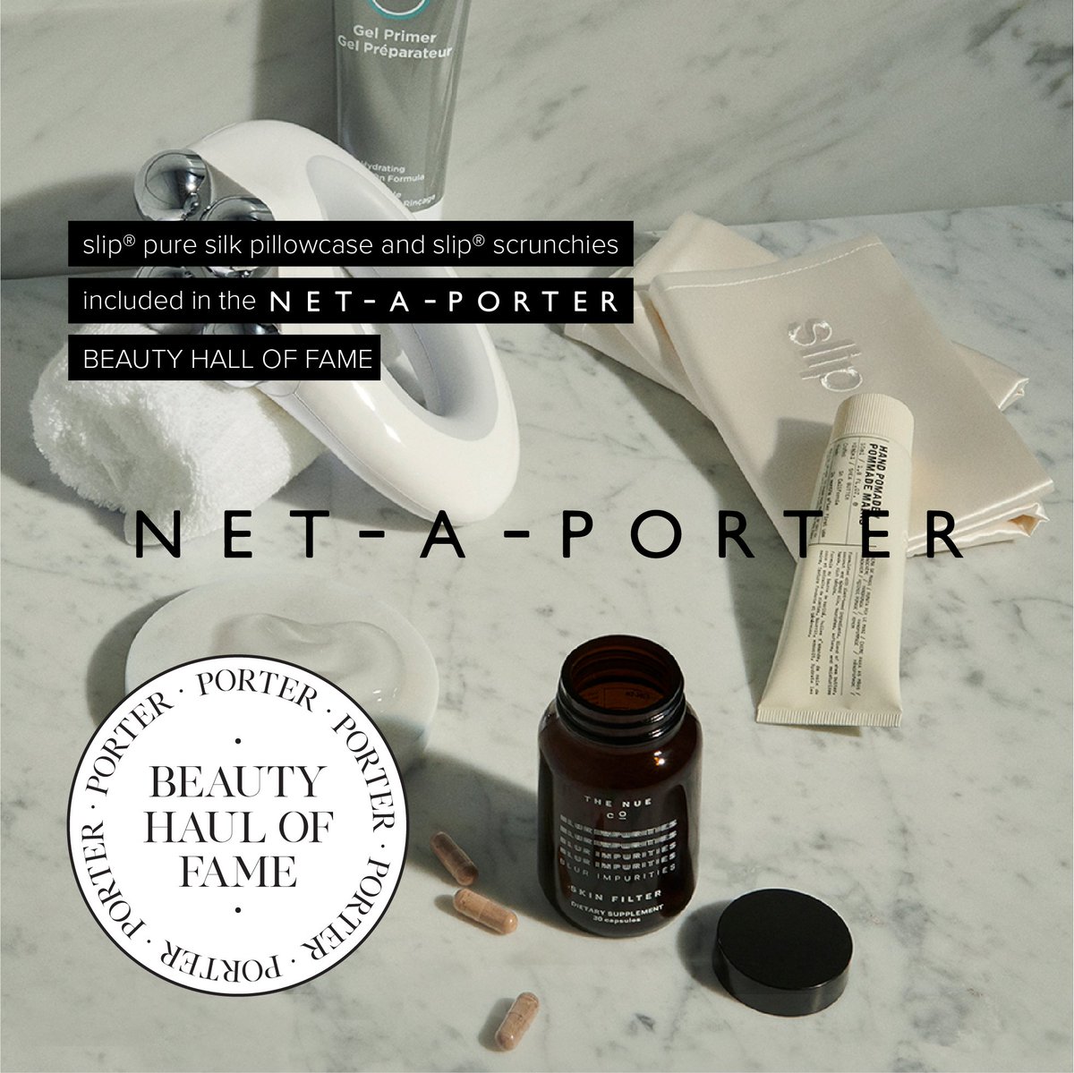 slippillowcase's tweet photo. We are honoured to have our original hero product - our slip® pure silk pillowcase - and our slip® pure silk scrunchies included in @netaporter's Beauty Hall Of Fame. Thank you NET-A-PORTER! SHOP THE EDIT VIA THE LINK #NETABeauty 🖤 https://t.co/AiDT16iCy7 https://t.co/hLvxNnx60d