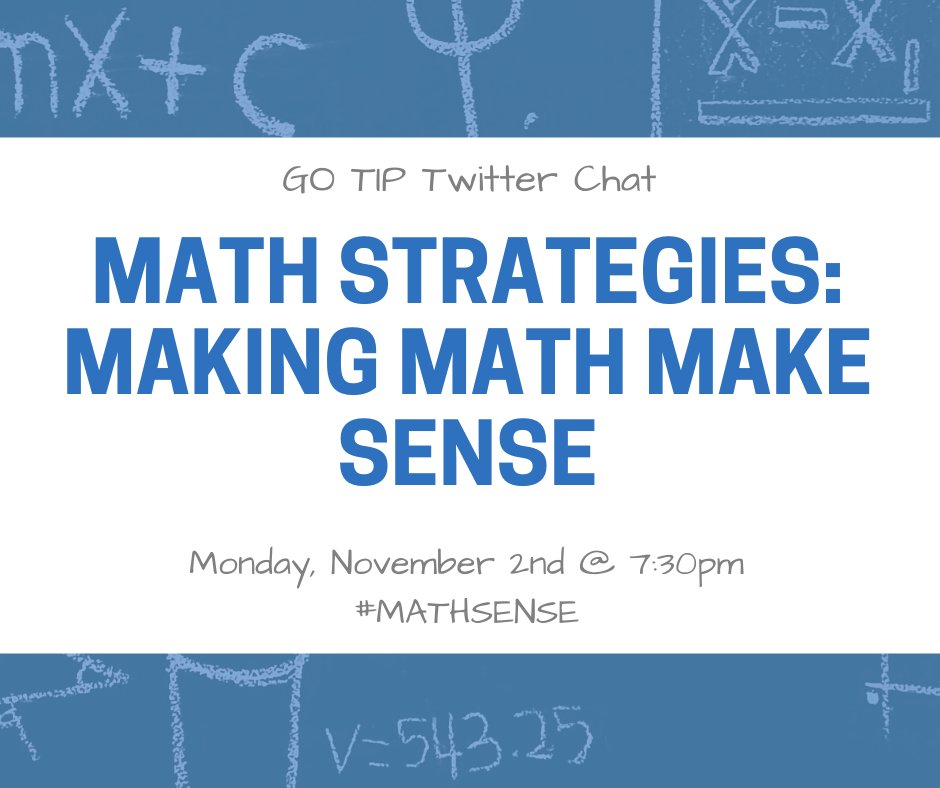 GO_TIP's tweet photo. Our #MathSense Chat begins in ONE HOUR! https://t.co/c9repcxPmC