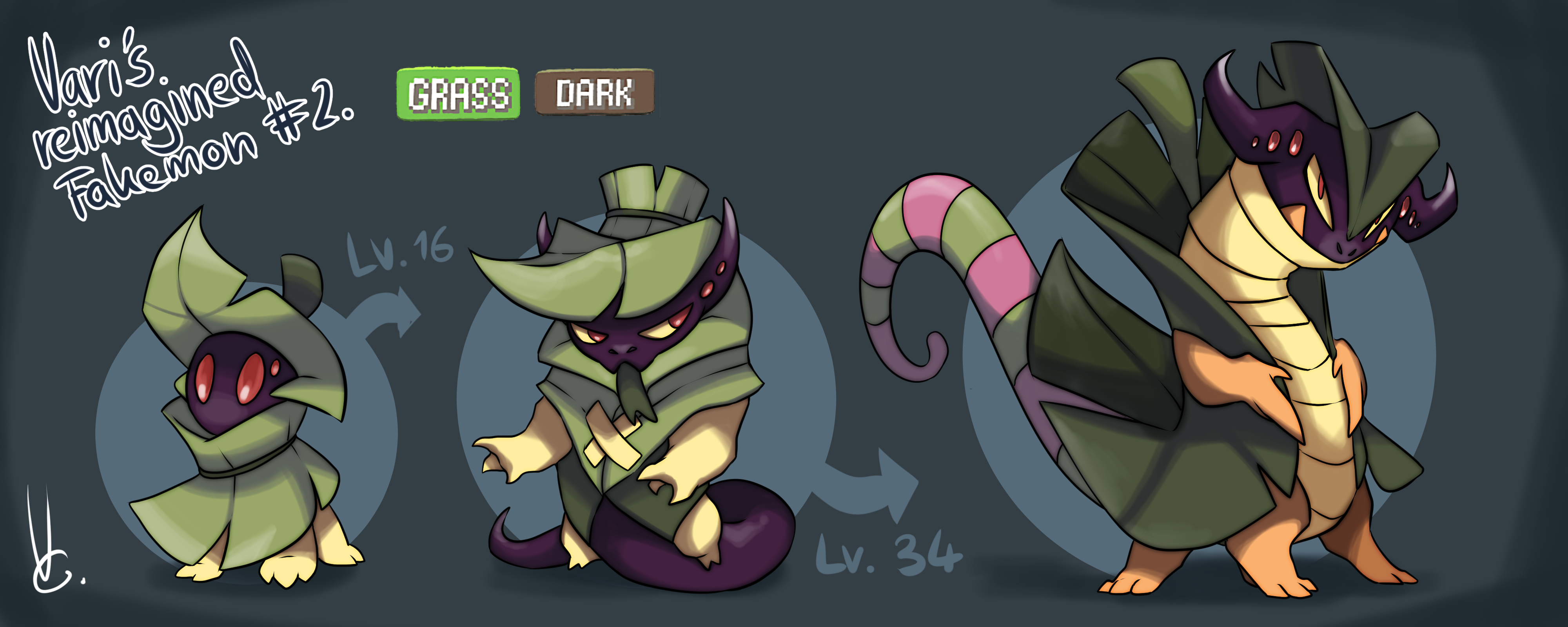 490 - Drakoot (Grass/Dark) 491 - - Fakemon - Metanik