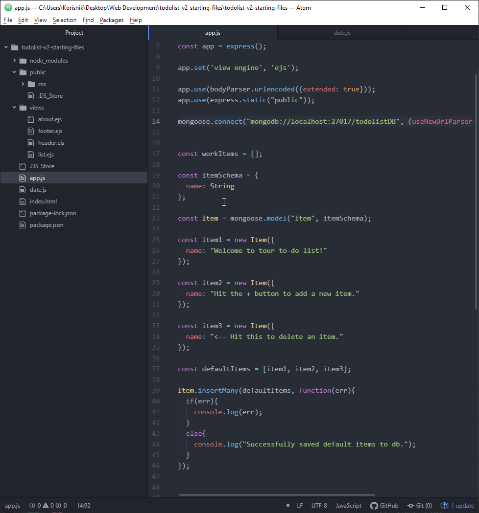 AceWolfpup's tweet photo. Day 5: successfully connected my #NodeJS &amp; #ExpressJS demo app thingy with #MongoDB via #mongoose #100DaysOfCode #codingnewbie #womenintech https://t.co/pTcnSWvmvn
