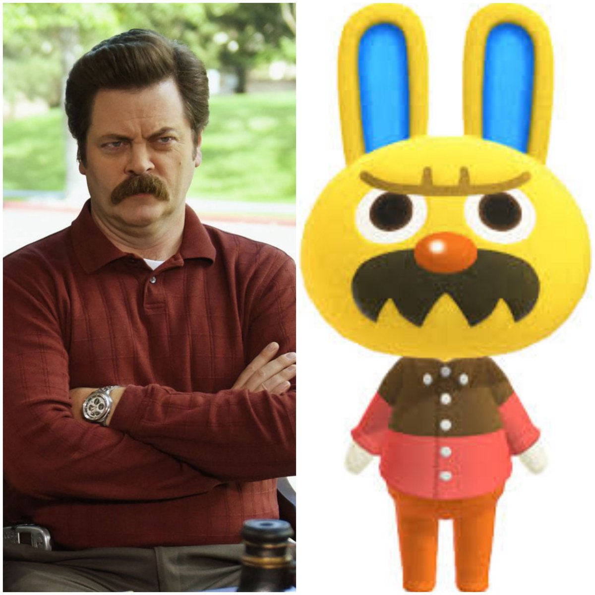 AmyBeth1's tweet photo. Has anyone told @Nick_Offerman that he's in Animal Crossing New Horizons??!! https://t.co/wn1PMSaDi0