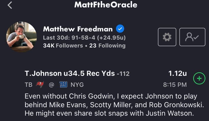 .@The_Oddsmaker's primetime prop wins by .5 yards. 😅 ✅