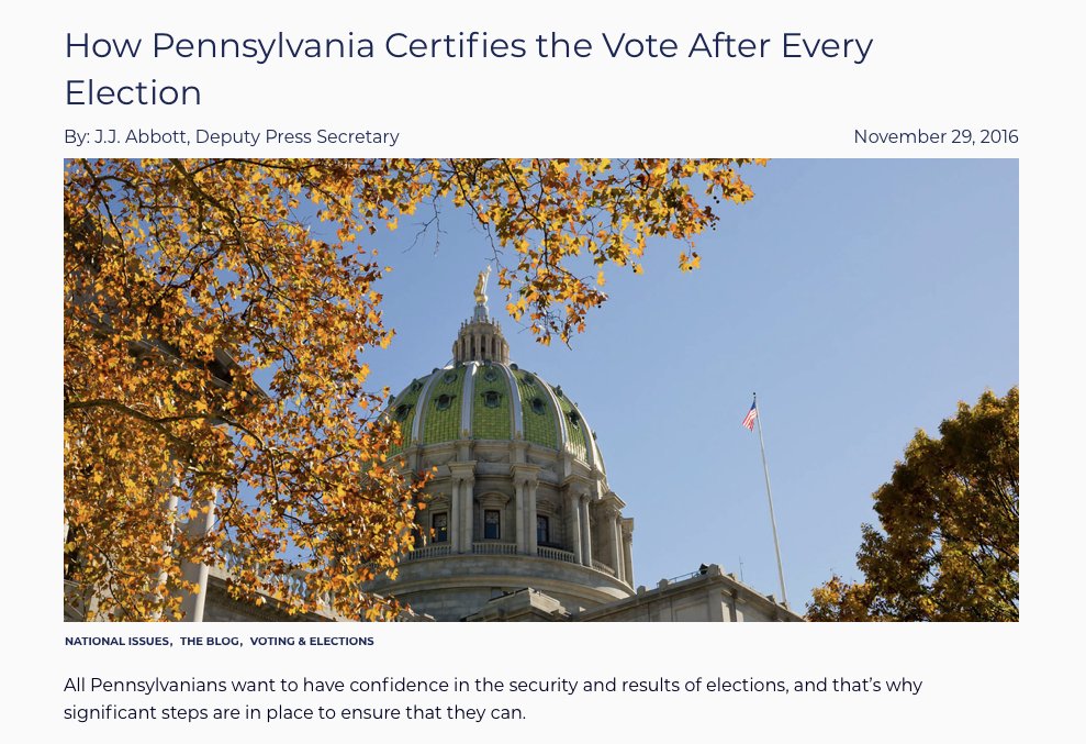 A lot goes into certifying vote totals. In 2016, Pennsylvania laid out all the canvasses, reviews, and reconciliations that it takes to arrive at an official result: https://www.governor.pa.gov/newsroom/how-pennsylvania-certifies-vote-after-every-election//7
