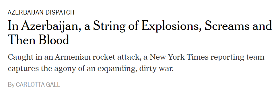 1920: The New York Times (<a href="/nytimes/">The New York Times</a>) reports on Azerbaijan's genocidal aggression against Armenians.

2020: The New York Times serves as a mouthpiece for Azerbaijan's dictatorship as it seeks to continue its genocide against the Armenians.

How times have changed.