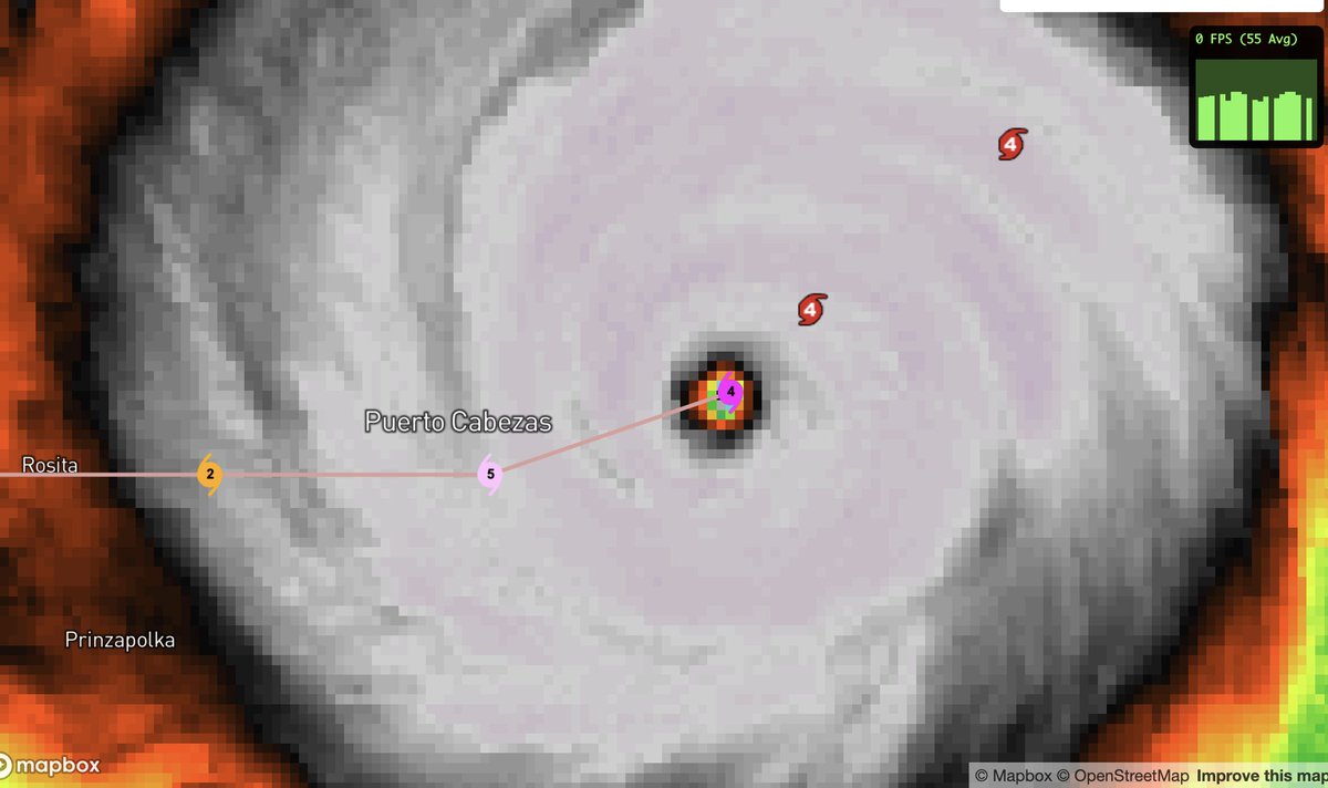 ReedTimmerUSA's tweet image. HURRICANE #ETA forecast to be a category 5 with 160 mph max sustained winds while making landfall near or just south of Puerto Cabezas, Nicaragua in the next 6 hours. The recent southward wobbles have placed this town in the most powerful part of this catastrophic hurricane