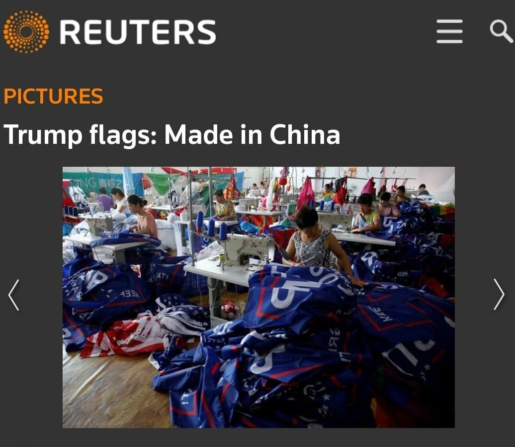GoodGooblyDem's tweet photo. @DanthaManFTW @Dracosfire7 @AlecLitofsky @LeighEllis @SpiroAgnewGhost #madeinchina #trumpflags #magahats #IvankaIsAFraud #hypocriticaltrumps https://t.co/77P8w73tFs