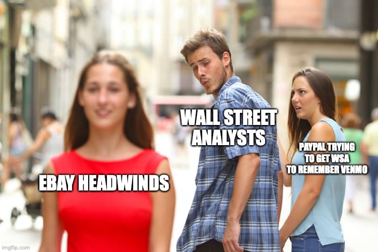 5/ So a summary of call themes.a) PP is a crypto believer and I believe in their strategy.b) Breaking up (with  @eBay) is hard to do.c) Have you heard about Venmo's credit card?d) We're making a push into POS (in five or seven years)e) BNPL!!!!111!!  @ohadsamet it's happening