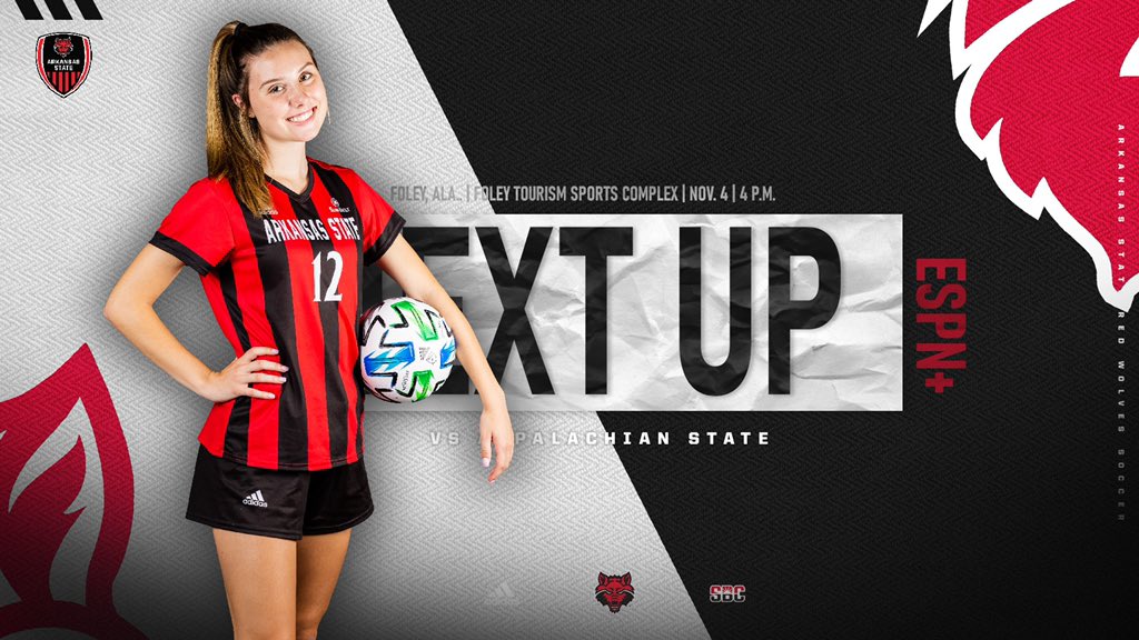 𝐍𝐄𝐗𝐓 𝐔𝐏:
       <a href="/SunBelt/">Sun Belt</a> Conference Tournament - Quarterfinals.

▪️ Appalachian State
▪️ Nov. 4
▪️ Foley, Ala.
▪️ 4 P.M
▪️ ESPN+

#GRW