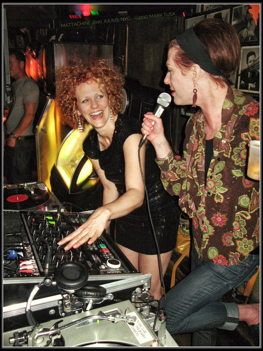 oh, it’s <a href="/msambermartin/">Amber Martin</a>’s birthday?🎂 📷2010 in her element w <a href="/mxjustinVbond/">Mx Justin Vivian Bond</a> 🎤throwin’ down #vinyl #mattachine @ @juliusbarnyc 🍸 i desperately miss this monthly shindig w @johncameronmitchell &amp; co 🤩
🐘