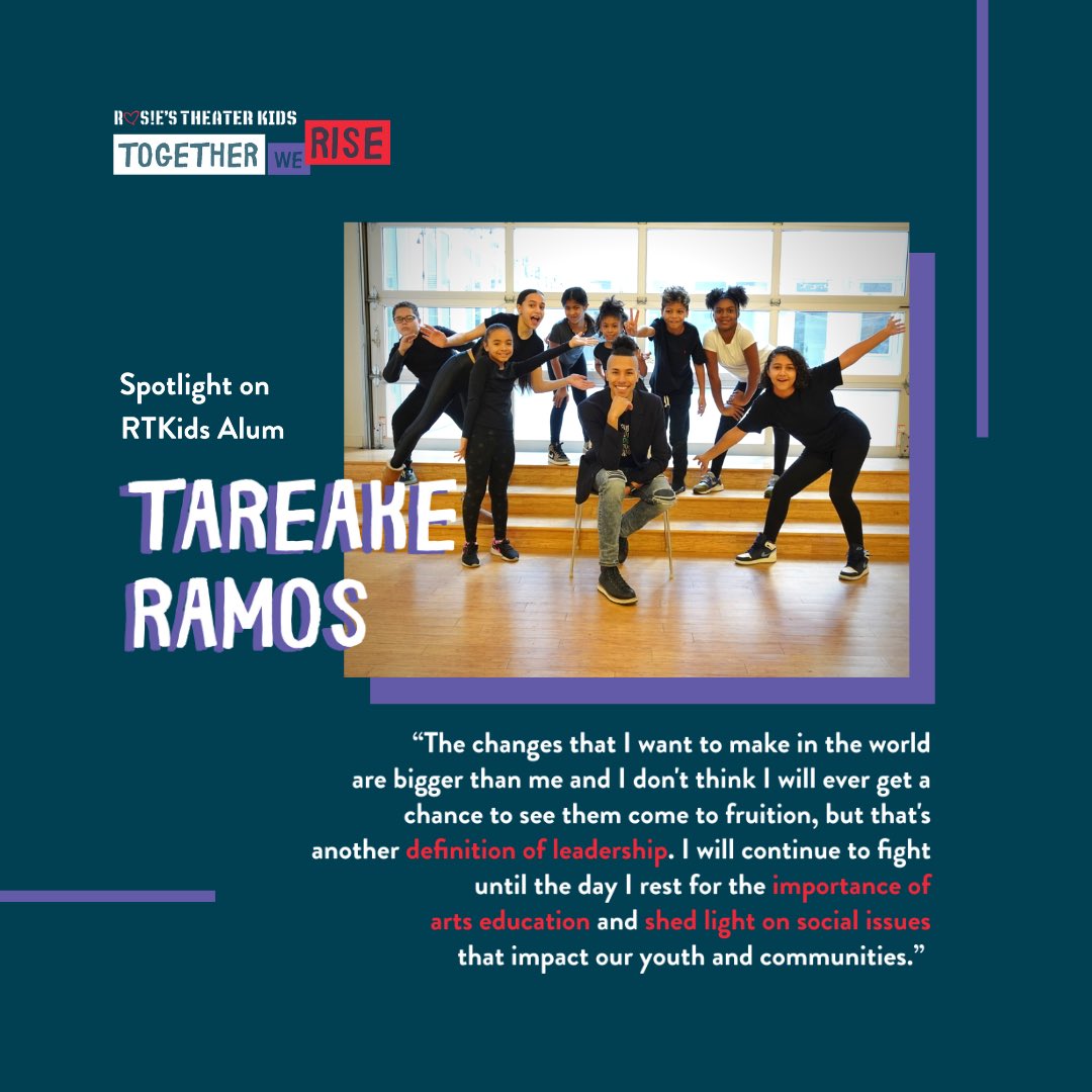 RTKIDS's tweet image. After a successful virtual event, RTKids took a break from posting last week—but the work never stops! Take a look at what alum Tareake Ramos had to say about the unbreakable chain of community and progress.
rosiestheaterkids.org/TogetherWeRise

#TogetherWeRise
#RosiesTheaterKids