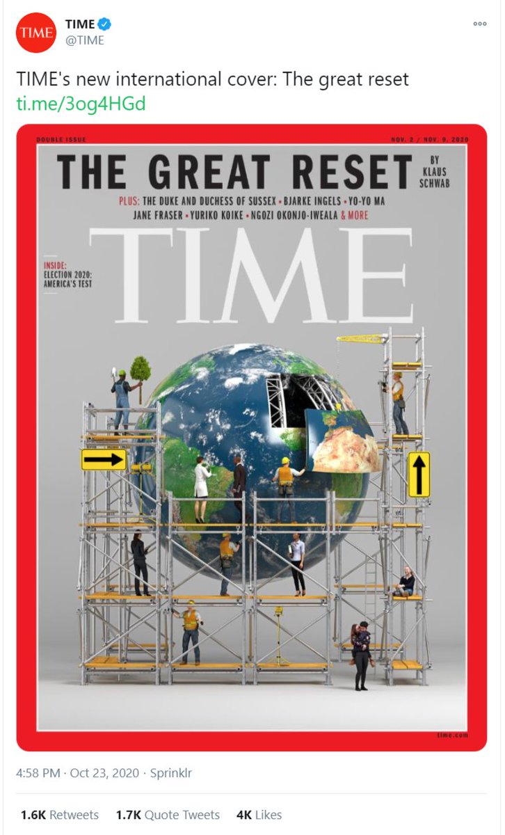 Post #214 TIME magazine new international cover: The great resetMore and more voices are calling for the great reset. What is the great reset? Refer to the following posts found below.Refer to post #03 #44 #82 #83 #84 #85 #91 #92 #141 #144 #BTC    #crypto  #Bitcoin    #XRP  #gold