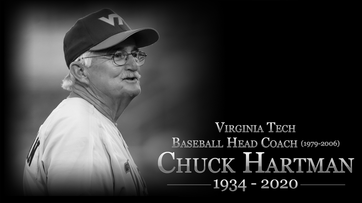 HokiesBaseball's tweet photo. It's with heavy hearts that we announce the passing of Hall of Fame baseball coach Chuck Hartman. Our thoughts and prayers are with the Hartman family!

For more on his legacy ➡️ https://t.co/RNDN7ZRzI5 https://t.co/JeD8D6ZiD4