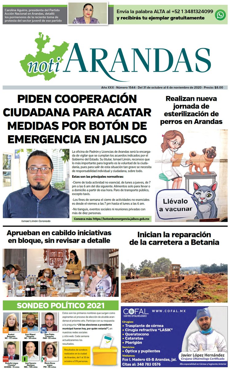 Descarga la edición 1544 de NotiArandas en PDF - Clic aquí: notiarandas.com/wp-content/upl… (Edición del 31 de octubre al 6 de noviembre)
