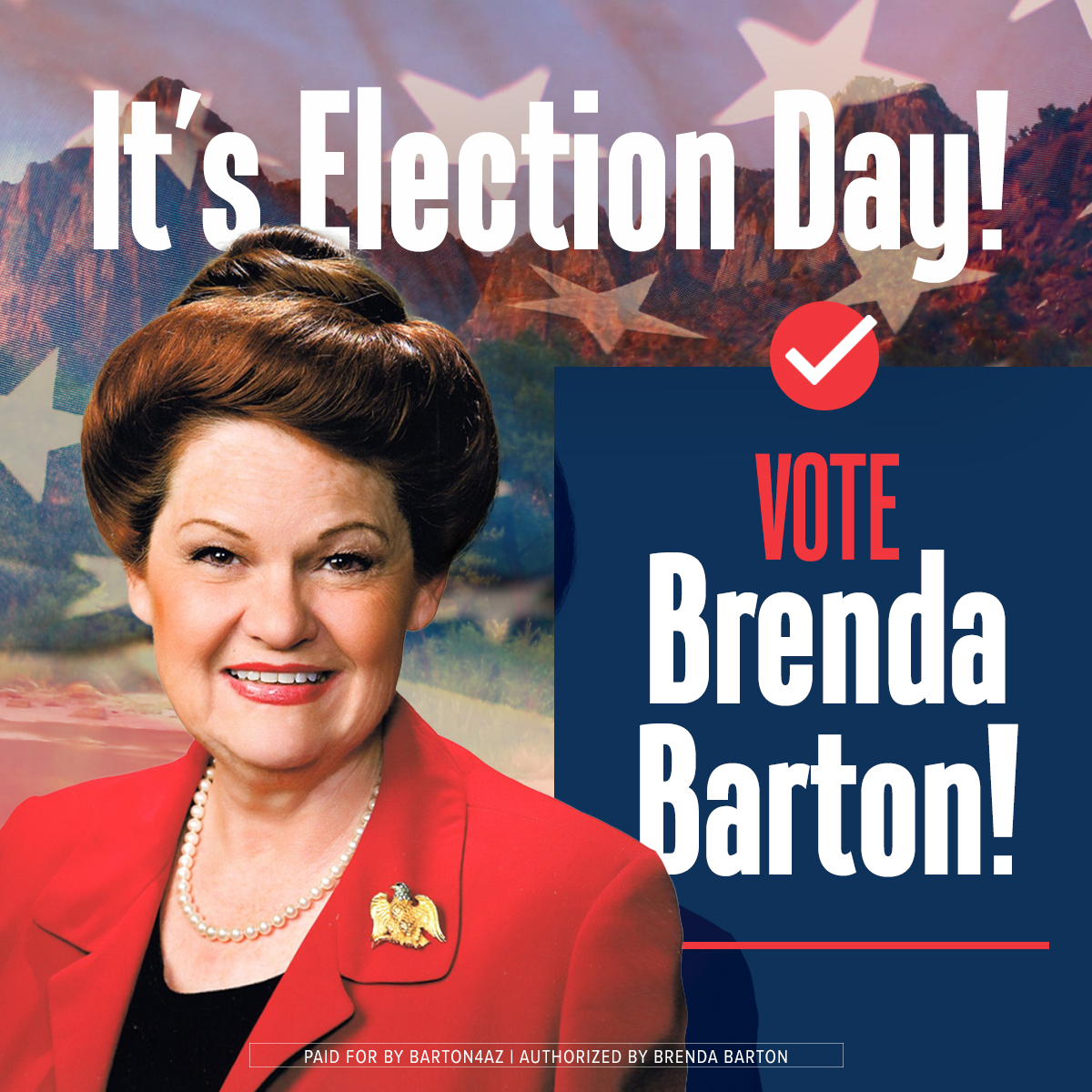 Barton4Az's tweet photo. Folks, today is the day! It’s time to get out to the polls and vote! Find your polling location by visiting https://t.co/14cYYVQRaS and make sure you bring a photo ID. Every vote matters to ensure that we keep LD 6 RED! Thank you for your support! https://t.co/I151WygqmM