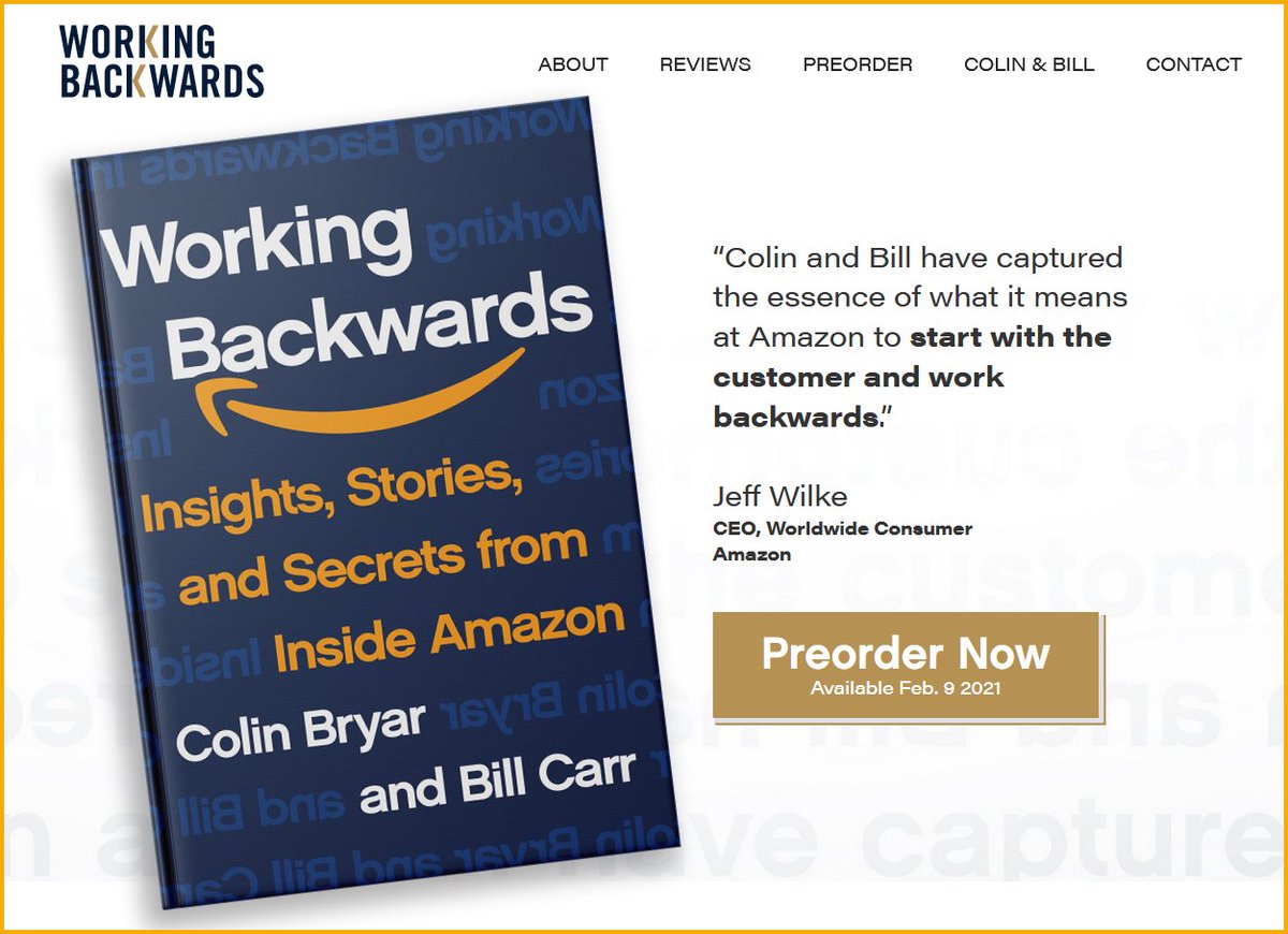 jeffbarr's tweet photo. I am highly confident that this is going to be a bestseller! Co-author Colin Bryar was one of my first managers at Amazon and I learned a lot from him. Preorder now and learn about our unique Working Backwards model early next year:

https://t.co/yMoX97E4pg https://t.co/Qe0qKahP53