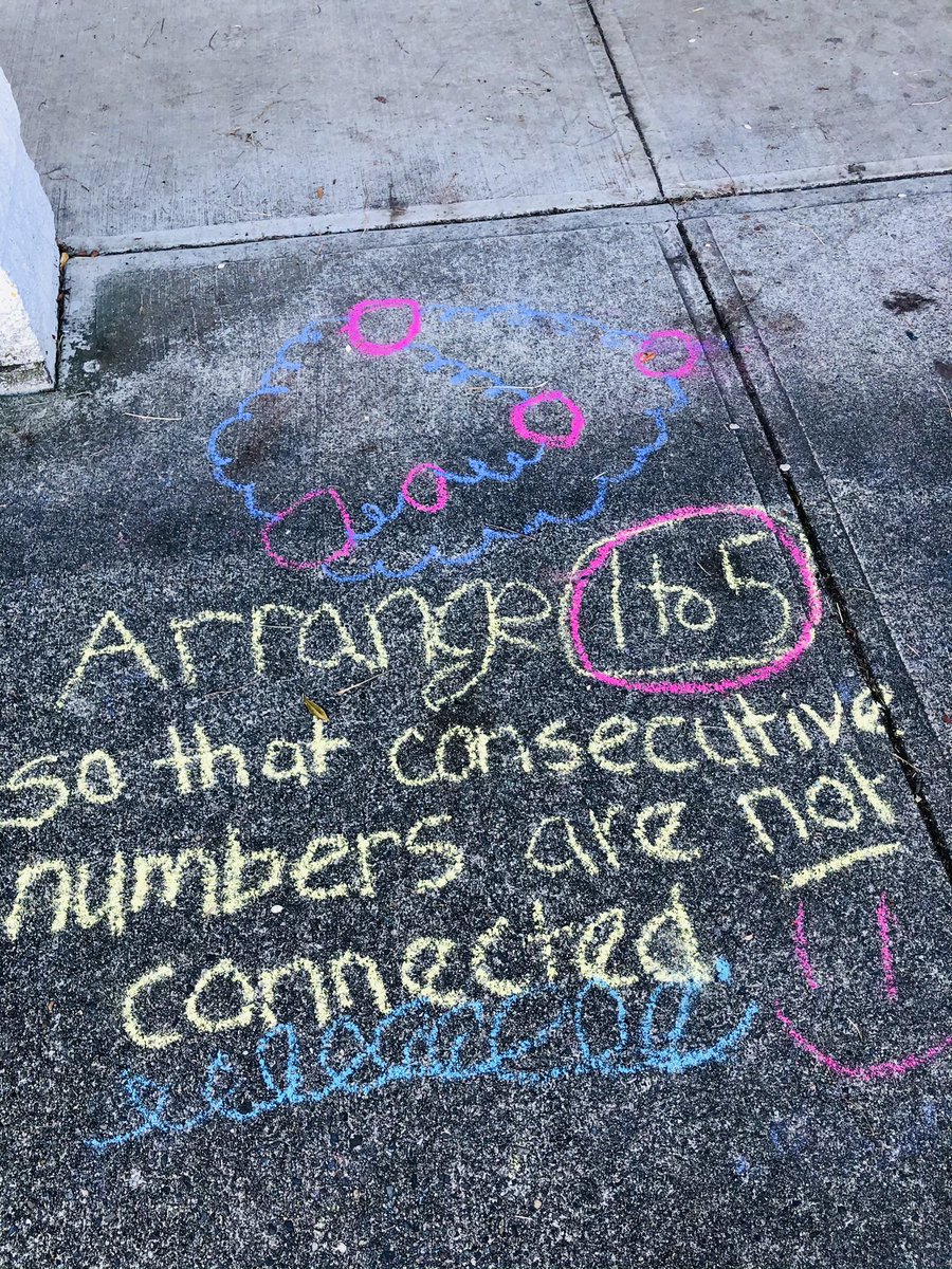 MsWozneysClass's tweet photo. Taking the learning outside! #sidewalkmath #mathgraffiti #perseverance #iteachmath https://t.co/R6mXn22NGx
