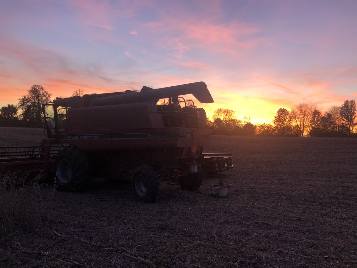Tonight’s sunset was beautiful even if the combine wasn’t moving... just had to crawl out from under it and look! <a href="/FarmsWimp/">Wimp Farms</a>