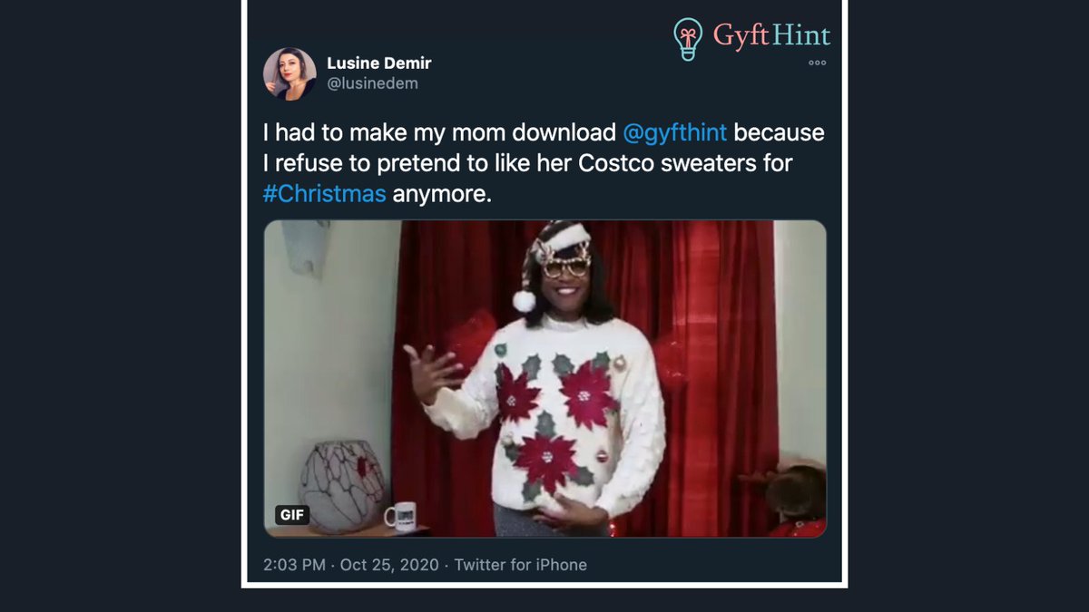 gyfthint's tweet photo. No poker face? No problem! Gyfthint makes it easy for everyone to get exactly what they want. No returns guaranteed.
Download the app here: https://t.co/KXGjgeAVRG
#GiftGuide #GiftGiving #GiftingIdeas #GyftHint #GiftingApp #Wishlist #App #testimonials #HappyGifting https://t.co/Ad27MhPrrV