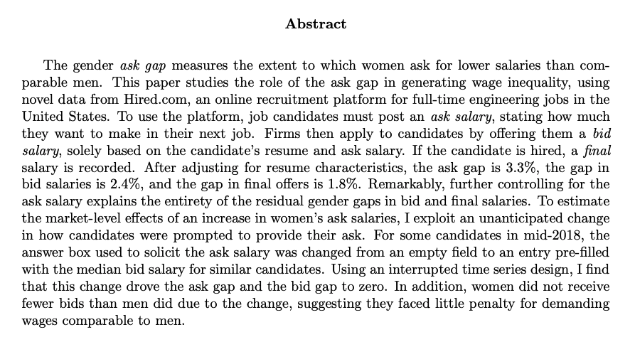 Nina RoussilleJMP: "The central role of the ask gap in gender pay inequality"Website:  https://ninaroussille.github.io/ 