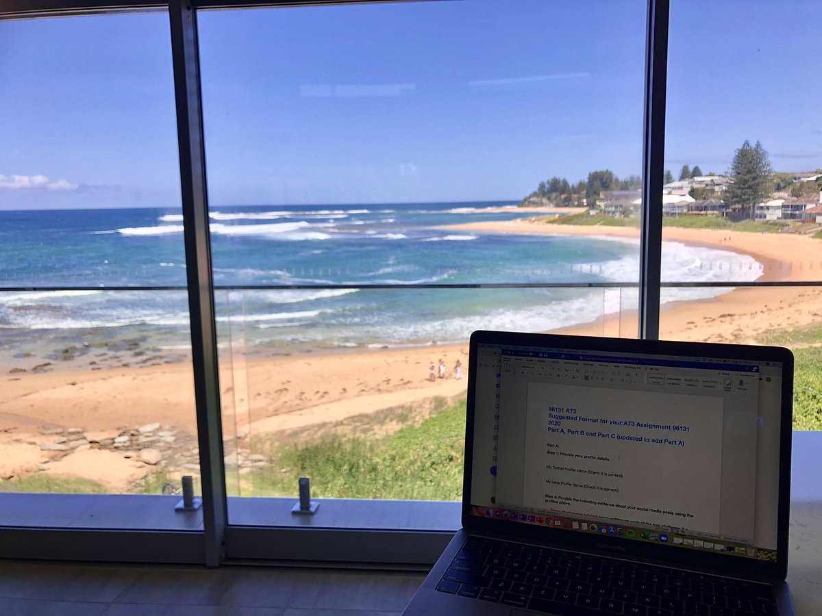 Needed a change of scenery to help with studying! Not sure if the beach view is actually helping though. Might need to go for a study break dip 😍😂#WeSpeechies #SLP2B