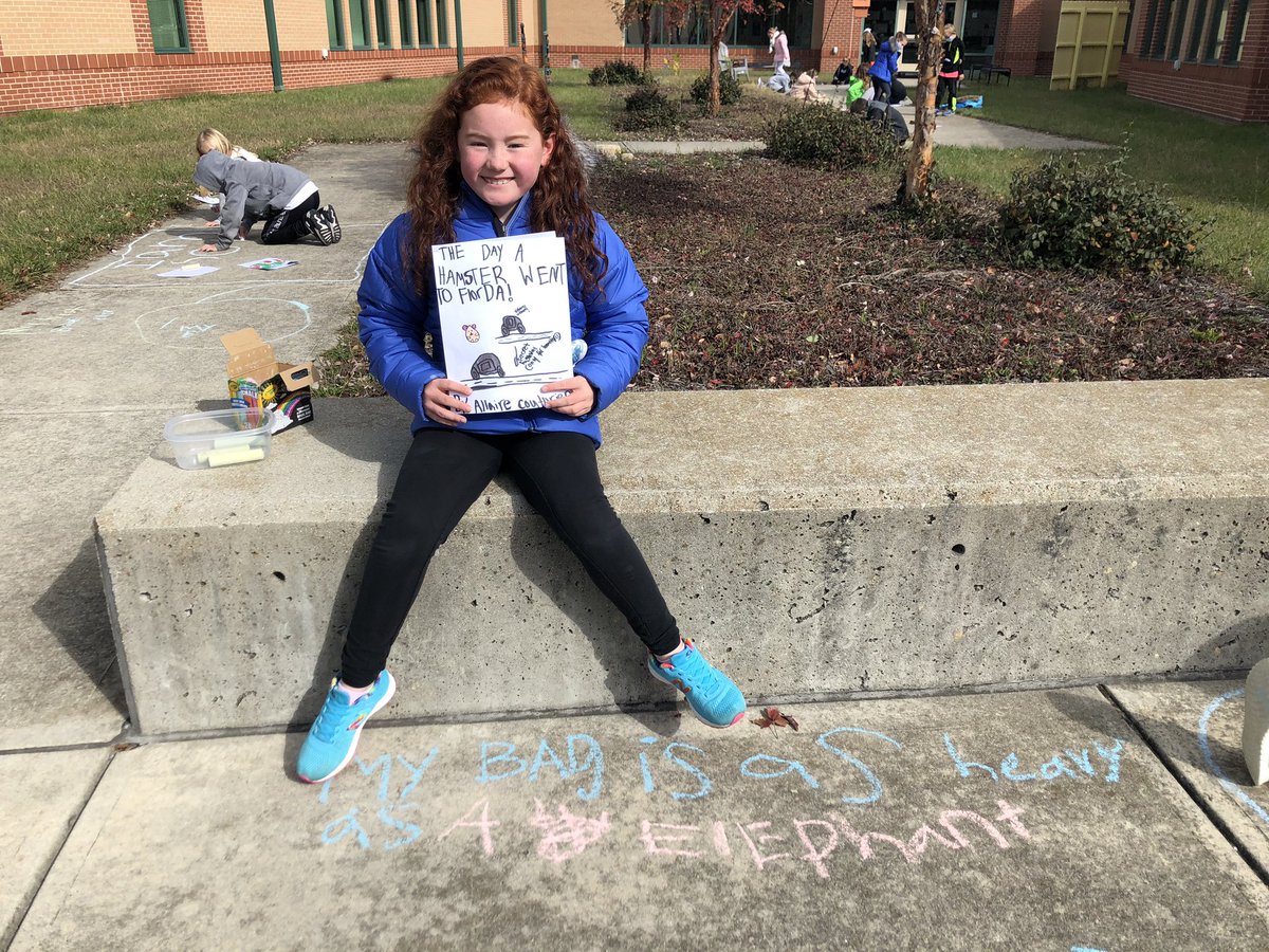NTarboxNCE's tweet photo. Thanks to @JSerravallo’s idea, our unit 2 writing celebration, or “chalkabration”, was a huge success! @NobleCrossing https://t.co/BiCi9ii8b8
