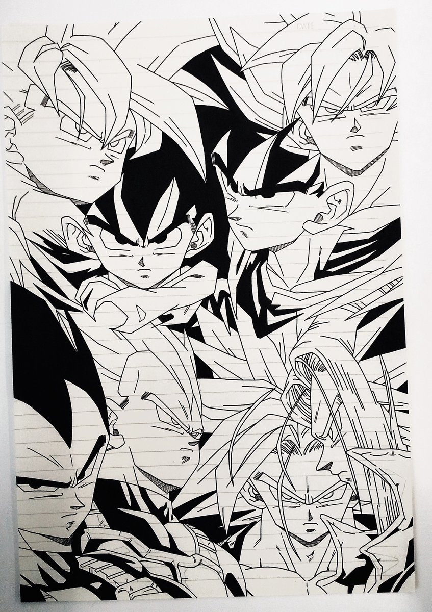 ドラゴンボール モノクロアート 扉絵模写、完成! 扉絵なのでモノクロだけで終了です。 Copying the