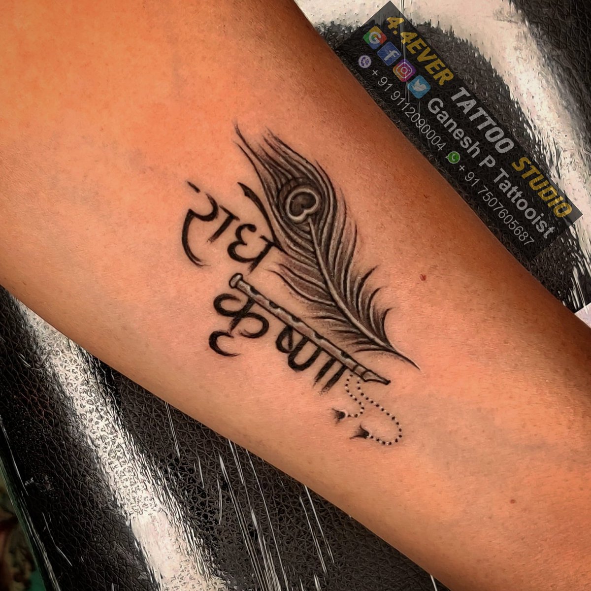 Funky Tattooz  Radhe Krishna Tattoo with Flute By Artist  Facebook