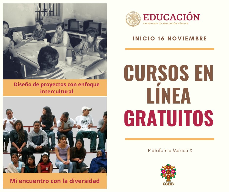 CgeibSep's tweet photo. ⚠️Inscríbete a los cursos de la #CGEIB⚠️
Mi encuentro con la diversidad https://t.co/tjAQ6pNMj3
Diseño de proyectos con enfoque intercultural https://t.co/BqccqScnxq https://t.co/3GCsveeuli