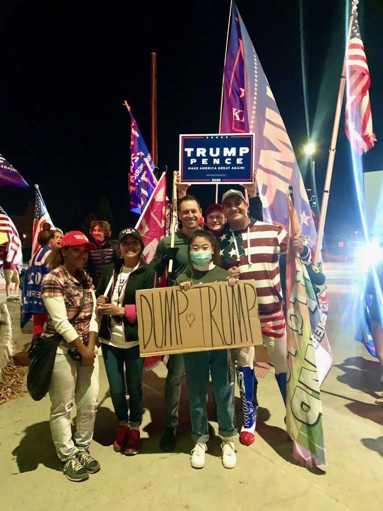 ramadlav's tweet photo. The Trump haters were out again tonight (3 of them to 100 of us)
So again I asked "can we take a picture with you?"
One said yes 😁
#UnityIsPossible #Unity https://t.co/xvagcaTeCY