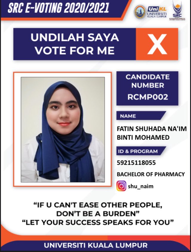 srcuniklrcmp's tweet photo. UniKL RCMP Virtual election 2020/2021
.
#RCMPMemilih.
#SRCElection.
#VirtualElection.
#WeAreUniKL. https://t.co/EIG4GqqNFl