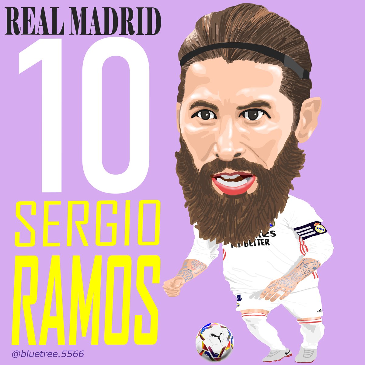 Bluetree 5566 レアル マドリ ドの セルヒオ ラモス選手 まさに闘将 レアル マドリー Realmadrid Laliga Primera Football セルジオ ラモス Sergioramos イラスト サッカーイラスト Footballillust Footballillustrarion