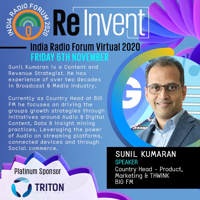 indiaradioforum's tweet photo. #Versatile and #Proficient with an exceptional ability for identifying solutions. #IRF2020 is delighted to present Sunil Kumaran who comes with an experience of over two decades in revenue, content planning, sales, distribution and marketing.
Register: https://t.co/CQA1cWdNii https://t.co/2gnPuzEP2i