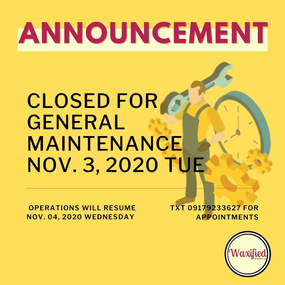 Waxifiedmanila's tweet photo. Pls take note! We'll see you tom Wed Nov 4. Accepting reservations just msg us 😊 #BeHairFree #Onfleek #Coldwaxing
✨OPEN MWF & Sat 10a-7p
✨LOCATION Casa Ysabel Bldg G. Tolentino st Sampaloc manila. UST Pnoval
#Waxifiedmnl #ThreadingPH #WaxingSalonPH #UST #FEU #UE #CEU https://t.co/ISzC4GTulf