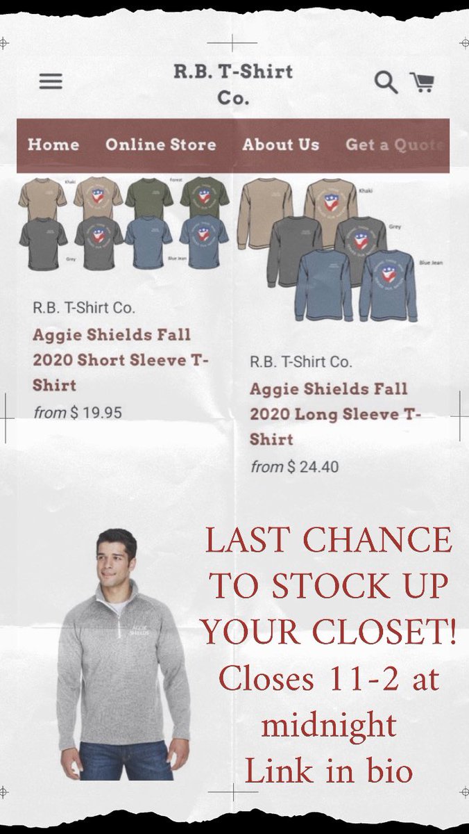 AggieShields's tweet photo. https://t.co/VM9JJEh7Qf

CLOSES AT MIDNIGHT COME AND GET IT‼️

 #tamu21 #tamu22 #tamu23 #tamu24 #howdy #tamuorganization #collegestation  #gigem #goodbull #Aggies #tamuvrsc #tamuveterans #tamudependents #gigem #btho90hours #bthocovid #maroonandwhite #clothes https://t.co/hk6nmDGlLq