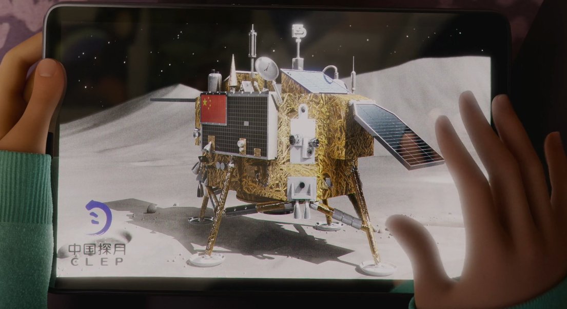 oh fun fact about China's space program! A lot of their stuff is named after myths, so you have the Chang'e lander (left), the Yutu / Jade Rabbit rover (depicted on the right), a planned Heavenly Court space station, and more