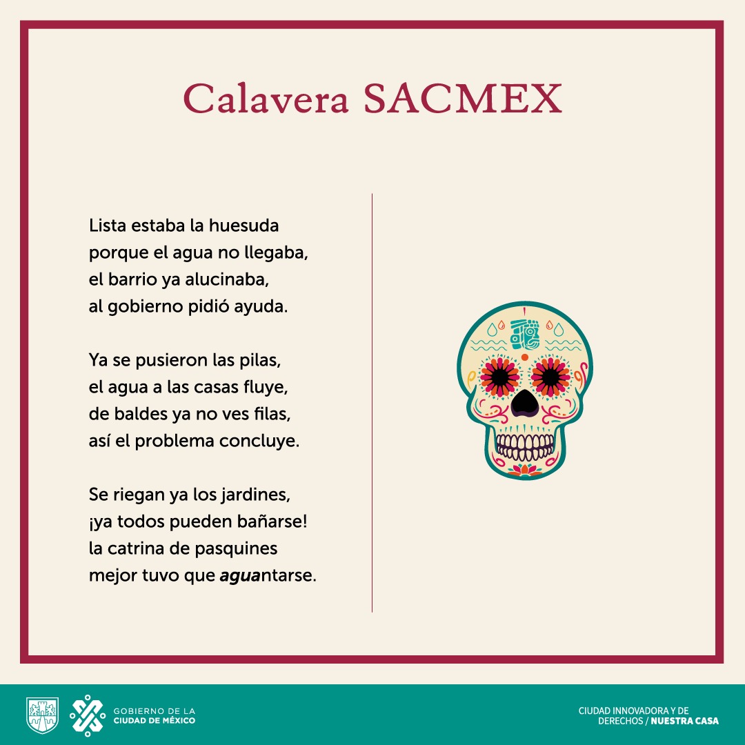 En otras palabras Imaginativo Rezumar Gobierno de la Ciudad de México on Twitter: "Antes de terminar el día nos  falta leer algunas rimas, La huesuda no es rapera pero crea buenas calaveras.  🏵️💀 #CapitalCultural de América https://t.co/77oIMBPrPQ" /