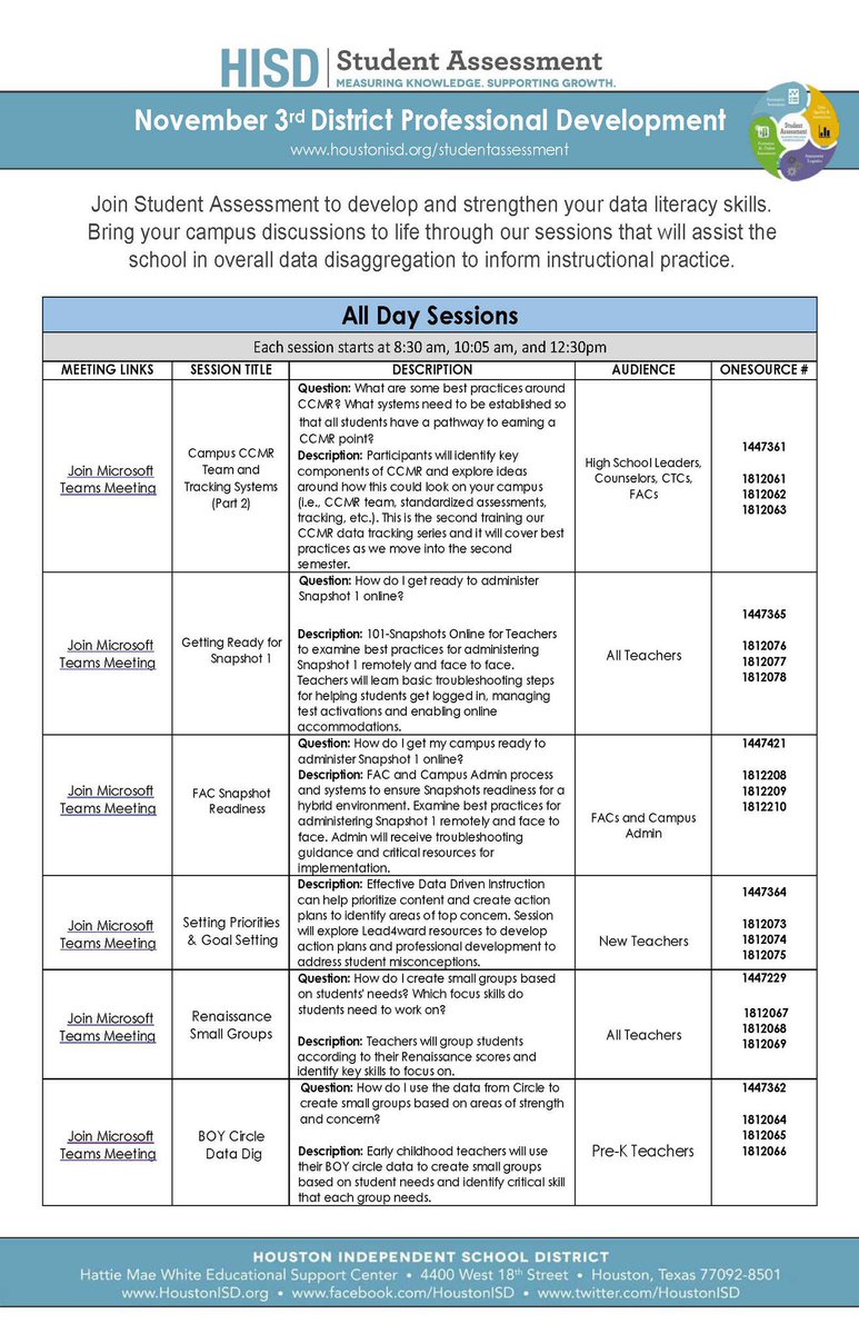 bettygarciahill's tweet photo. Are you ready for Snaps Online? JOIN @HISD_Assessment for "Get Ready for Snap1" (Teachers) &amp; "FAC Snap Readiness" (Admin) for just in time resources &amp; best practices! https://t.co/fr1LkpfGLi
💥CHECK OUT our new site💥 https://t.co/HBRqE2DHZl #DataRichYear #FAStrong #DDIinAction https://t.co/d9TPhc6KkO