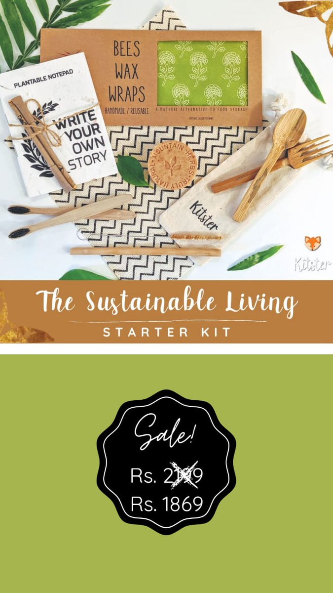 KitsterIndia's tweet photo. The ultimate Sustainable Living Starter Kit, now on sale! Get yours on https://t.co/6EkMHf1fZ7
#ecofriendly #Sustainability #zerowaste #zerowastegifts #sustainablegifts #sale #festivegifts #gifts #gifting #giftingideas #madeinindia #handmade #eco #kitster https://t.co/4J6eg4XbzD