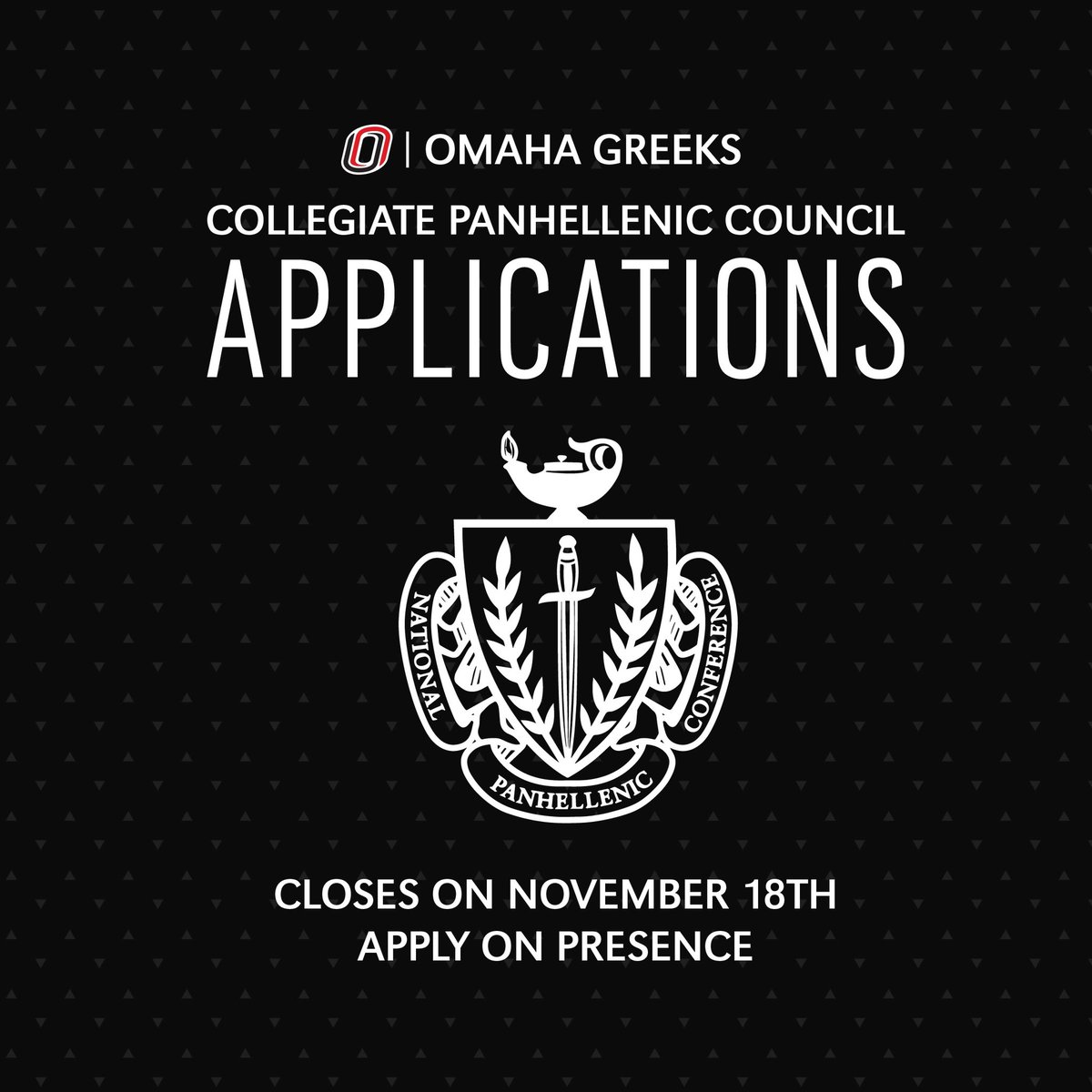 Applications are now open for the Collegiate Panhellenic Council! Apply to be on their Executive Council or be one of their Enrichment Chairs today.
.
.
tinyurl.com/panhelcouncil