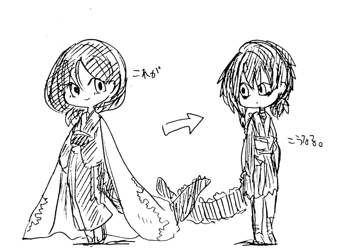 せっかくの今日という日なので初代さんのらくがき、私は♀説が好きなものでね……(※怪獣擬人化) 