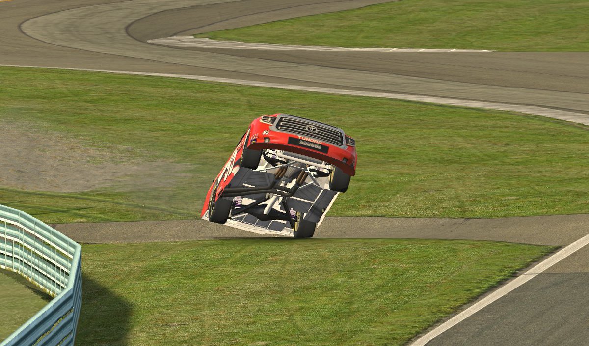 Just for everyone's reference, if you run off in the chicane don't follow the grass around the sand trap. That piece of asphalt isn't level and there's a huge grass hill after it. Ended our night in @CDRATrucks